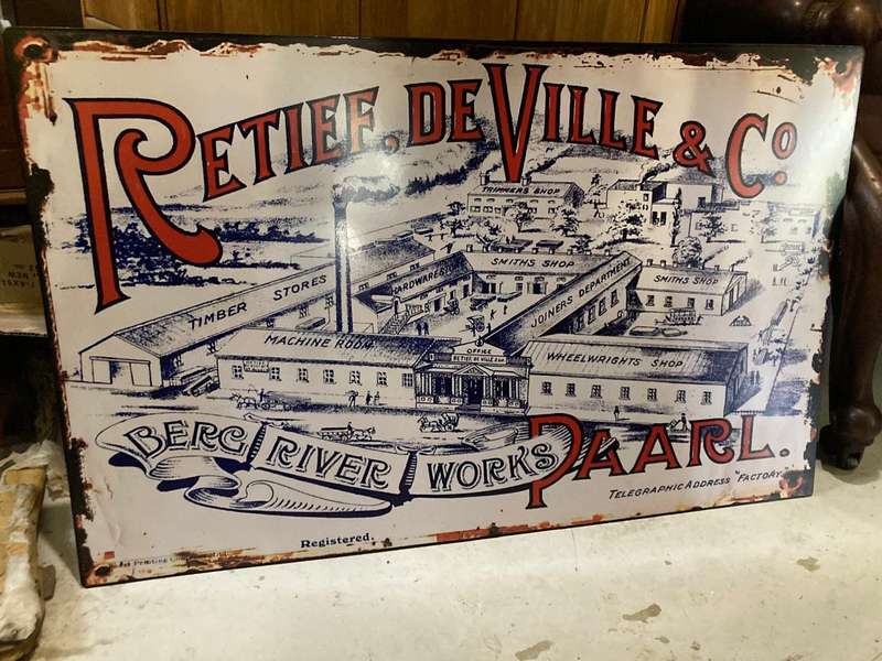 Sign : Repro of a Rare Paarl Retief De Ville Bergrivier Works ( 80 x 50 cm )