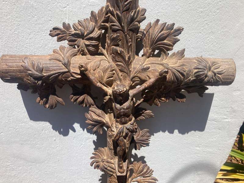 Rare French Cast Iron Crucifix ( 110 x 52 cm )