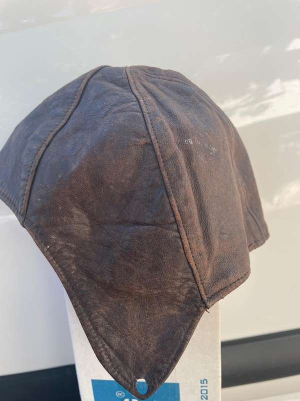 Leather Motorcycle Riding Helmet