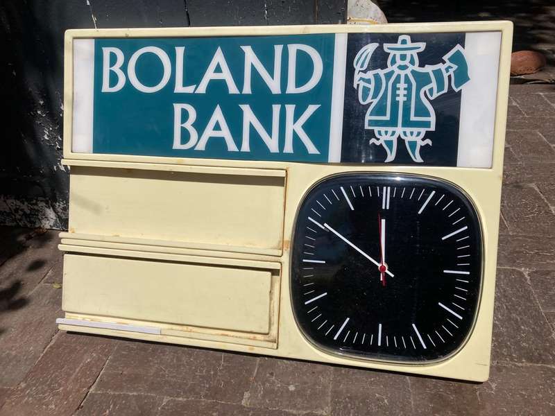 Vintage Boland Bank Advertising Clock ( 60 x 45 cm )
