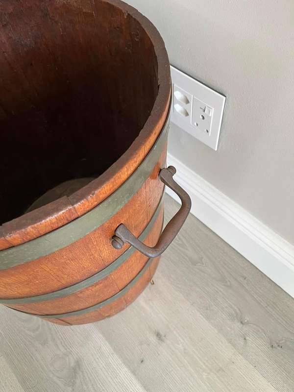 Vintage Harvesting Barrel with Brass Bands and Handles  ( 50 cm )