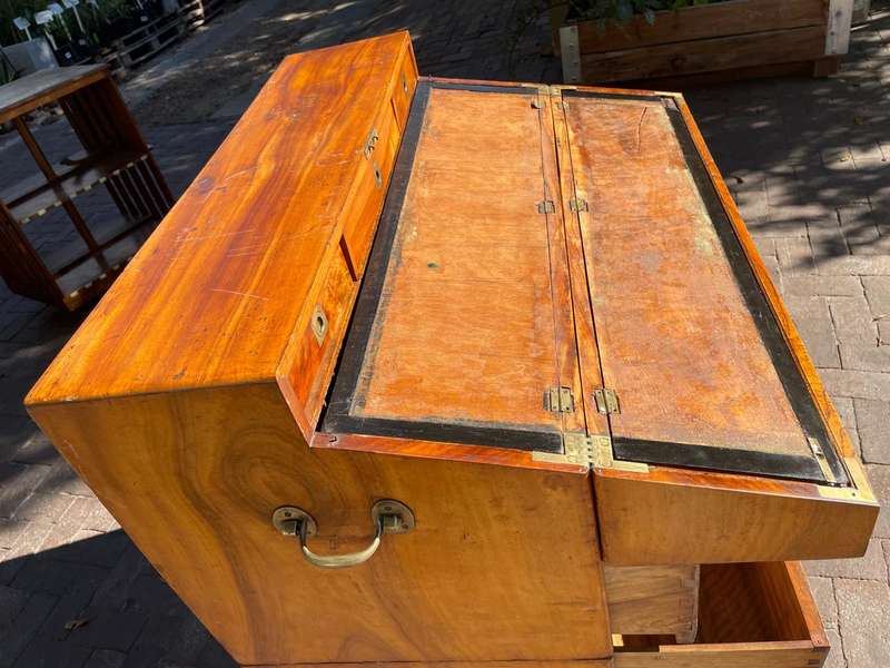 Rare Camphorwood Military Campaign Chest/ Secretaire on Chest ( 108 x 90 x 47 cm )