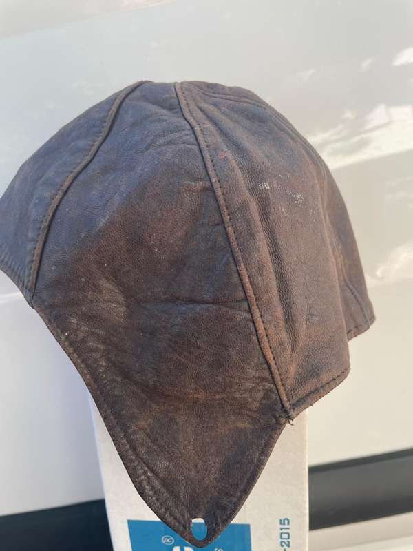 Leather Motorcycle Riding Helmet