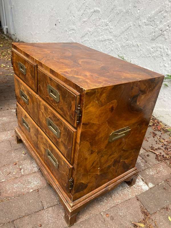 Beautiful Burr Walnut Campaign Style Chest ( 68 x 66 x 40 cm )