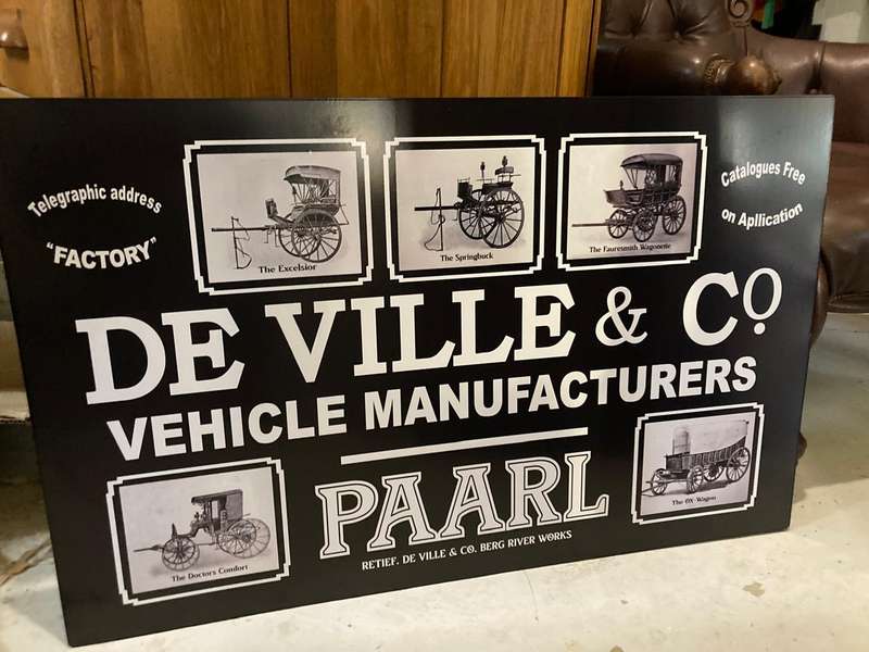 Sign : Vintage Paarl De Ville Repro Sign ( 80 x 50 cm )