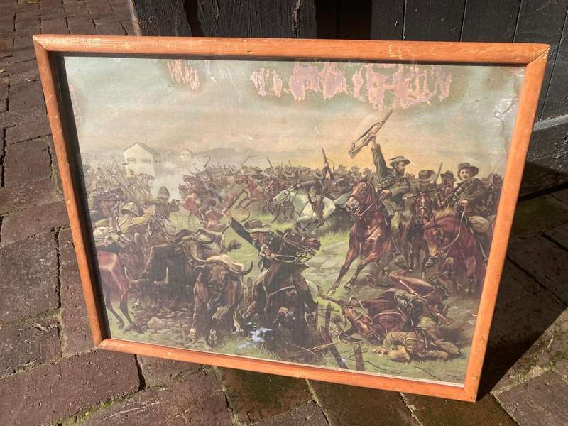 Boer War: Rare Print of De Wet breaking thru the blockhouses. Fritz Neumann