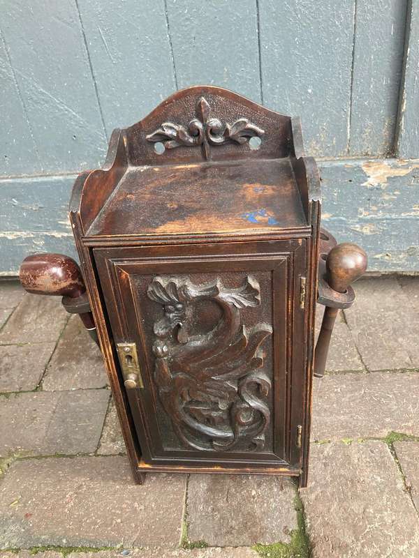 Beautiful Oak Tobacco Cabinet with original humidor