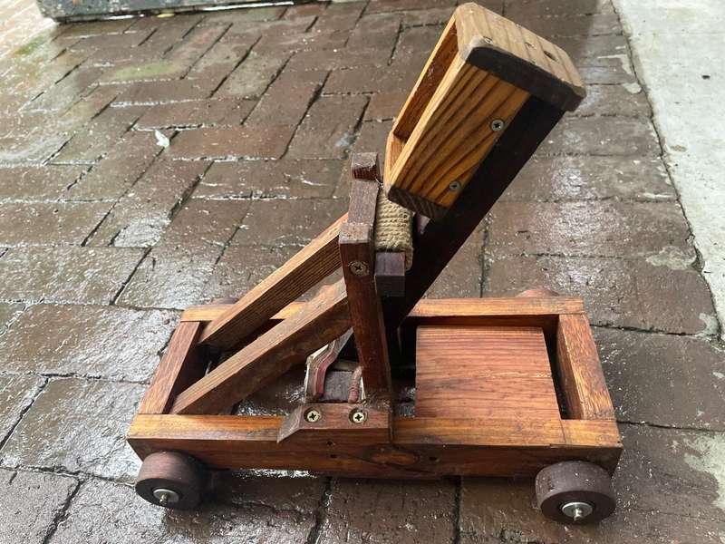 Two Vintage Wooden Models: Guilotine and Flamefthrower