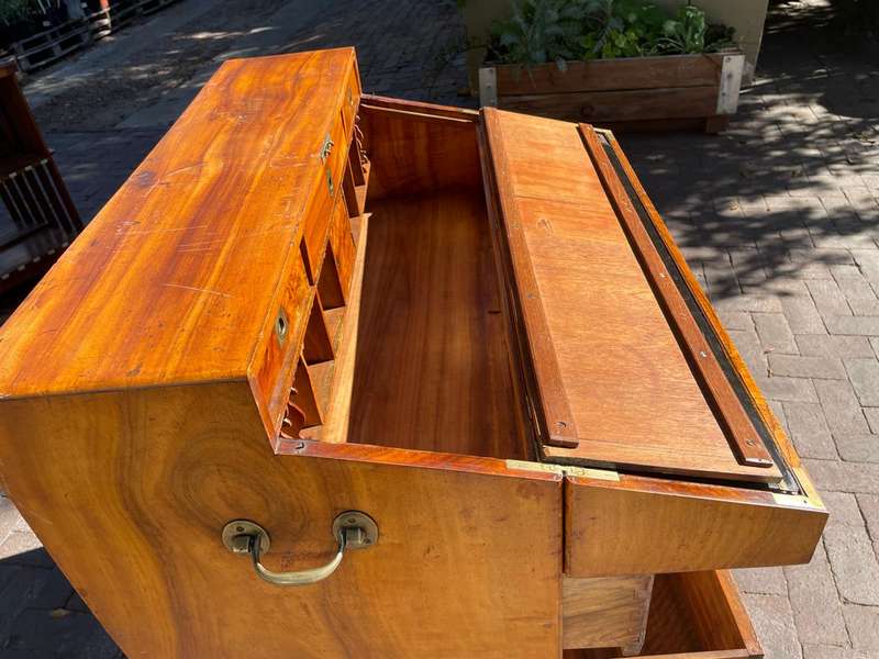 Rare Camphorwood Military Campaign Chest/ Secretaire on Chest ( 108 x 90 x 47 cm )