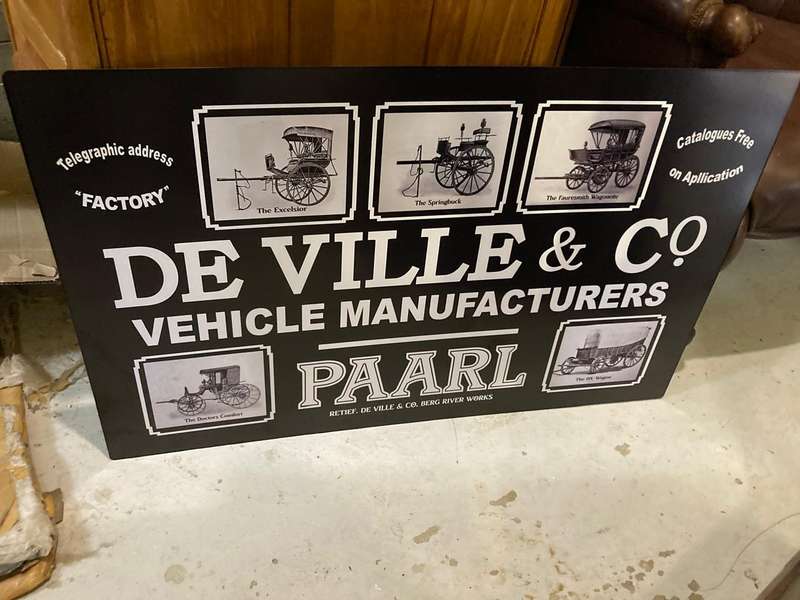 Sign : Vintage Paarl De Ville Repro Sign ( 80 x 50 cm )