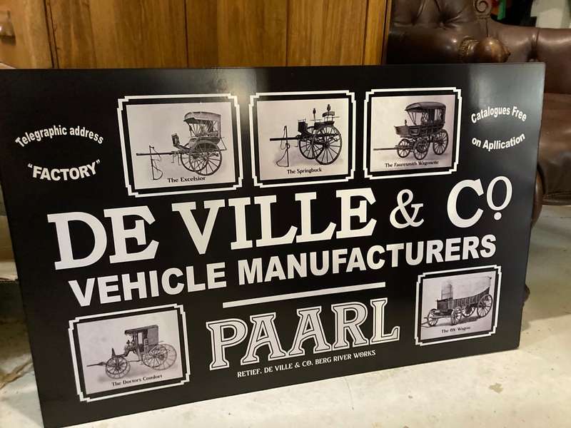 Sign : Vintage Paarl De Ville Repro Sign ( 80 x 50 cm )