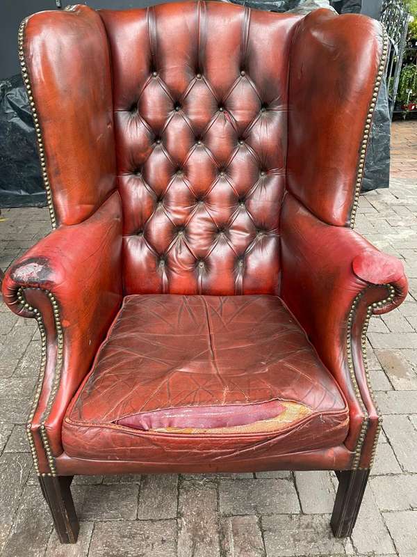 Vintage Leather Wingback Chair