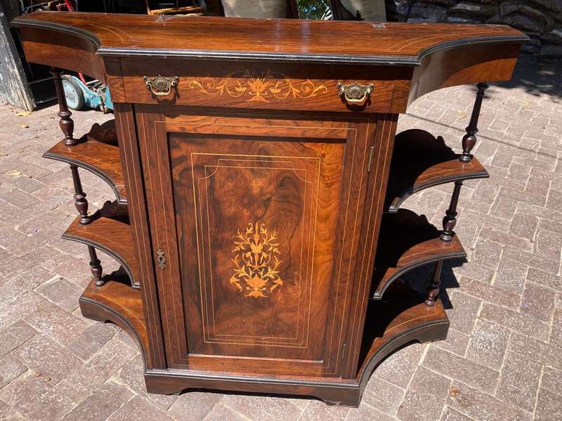 Superb Burr Walnut and Marquetry Inlaid Etagere circa 1900 ( 115 x 35 x 180 cm )