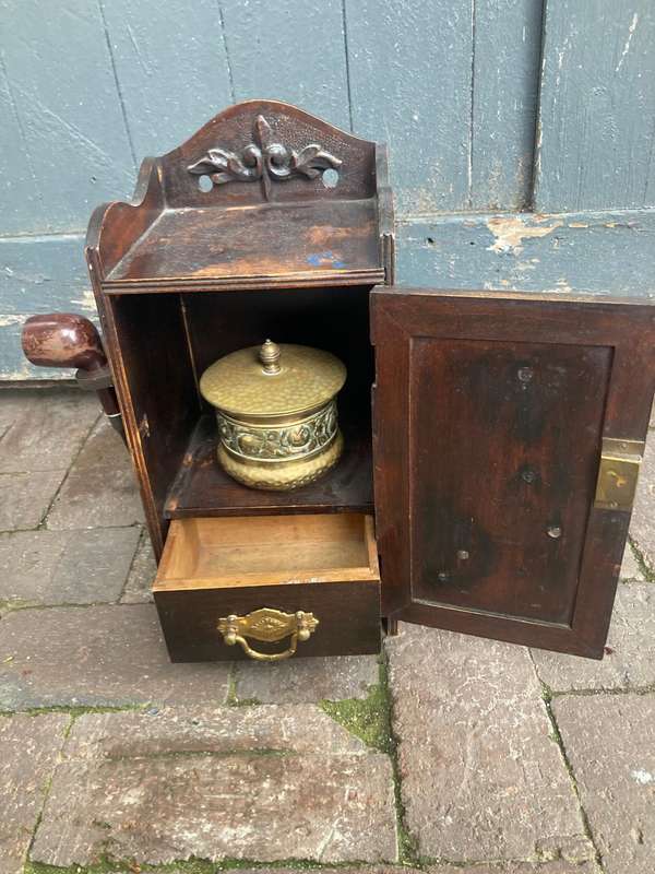 Beautiful Oak Tobacco Cabinet with original humidor
