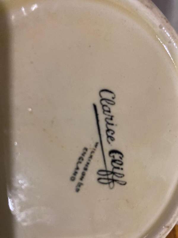 Rare Clarice Cliff Biscuit Barrel Orange Taormina Pattern