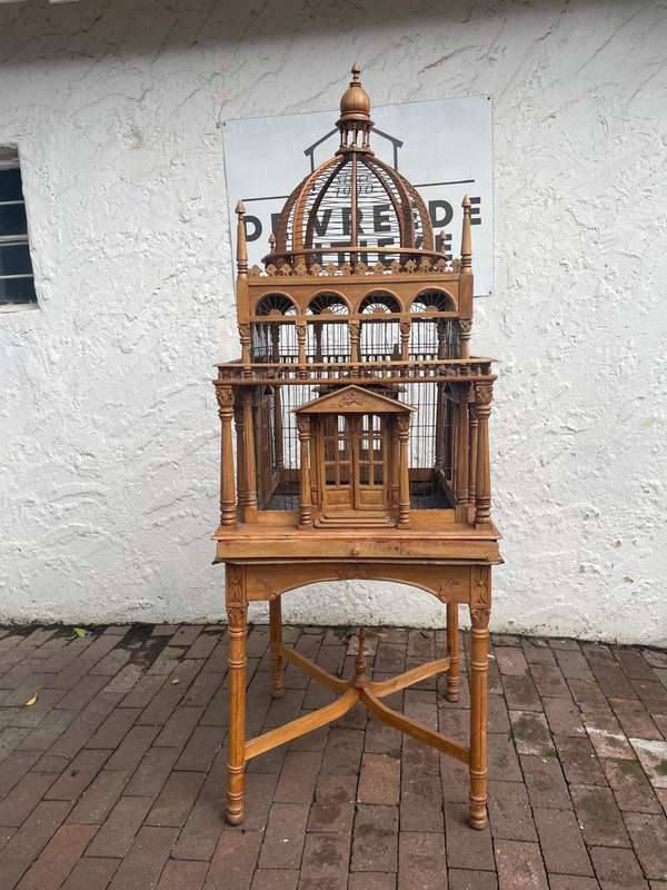 Beautiful Ornate Wooden Birdcage on Stand( 200 x 68 x 68 cm )