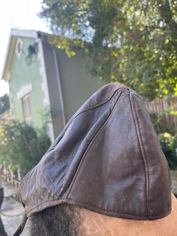Leather Motorcycle Riding Helmet