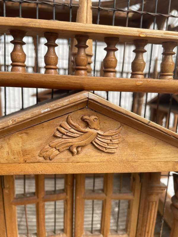 Beautiful Ornate Wooden Birdcage on Stand( 200 x 68 x 68 cm )