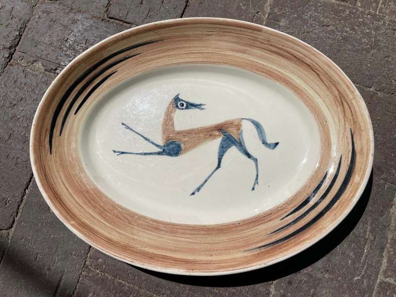 Clarice Cliff: John Armstrong for Clarice Cliff Bizarre. Chaldean Oval Platter ( 36,5 x 28,5)