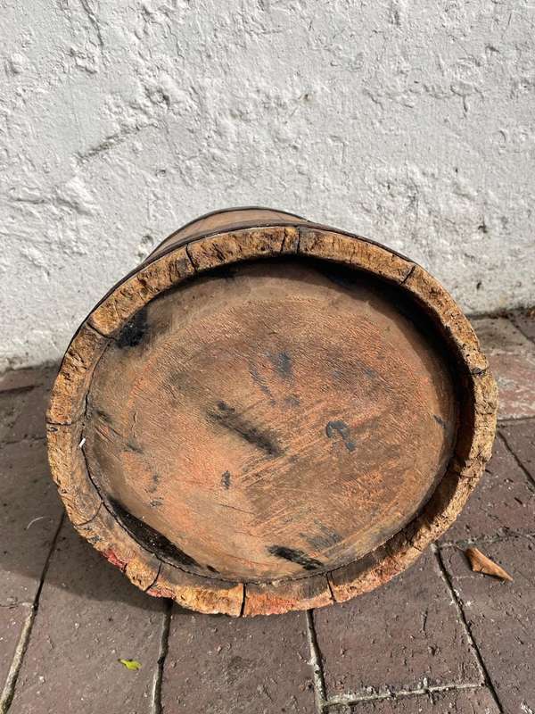 Rare Ox Wagon Grease Bucket ( 28 x 28 x 23 cm )