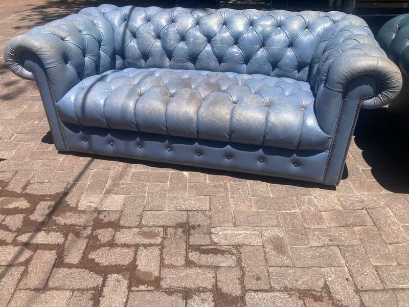 Genuine Leather Chesterfield Couch and Chair