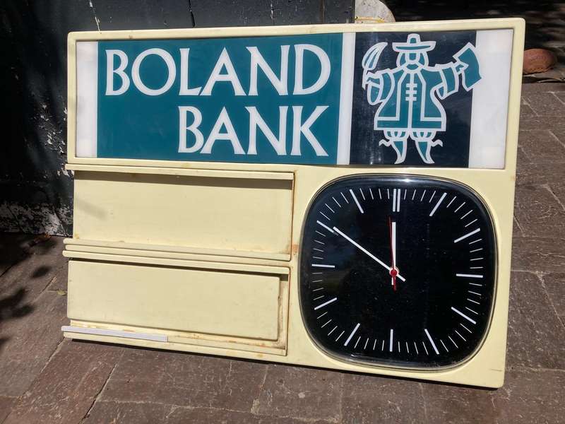 Vintage Boland Bank Advertising Clock ( 60 x 45 cm )