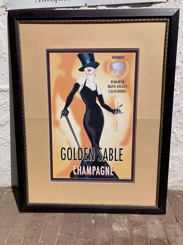 Huge Art Deco Framed Advertising Poster( 135 x 104cm )