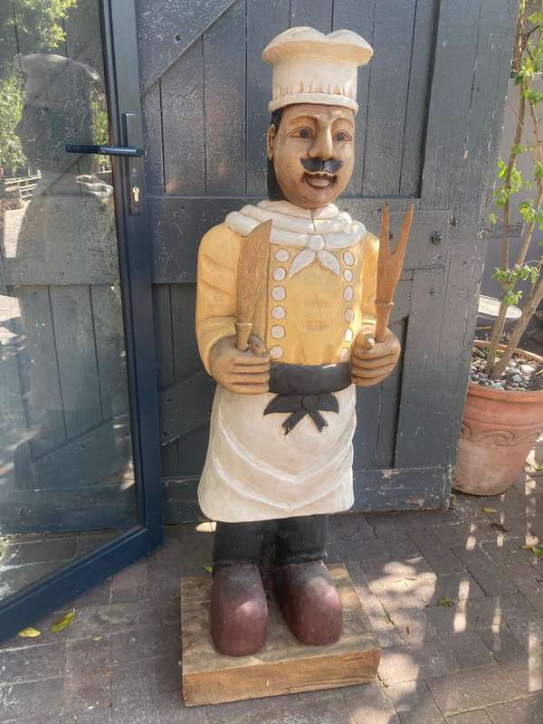 Vintage Wooden Chef Figurine ( 135 cm )