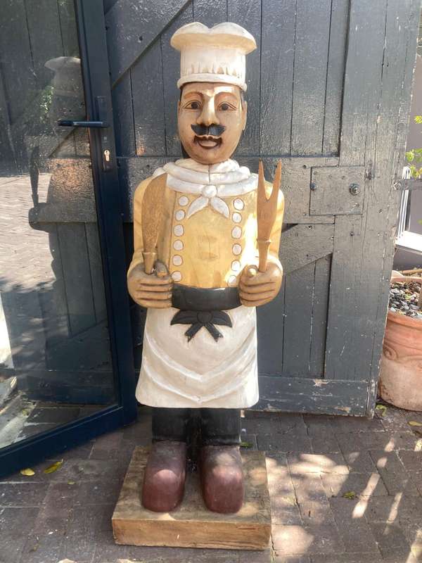 Vintage Wooden Chef Figurine ( 135 cm )