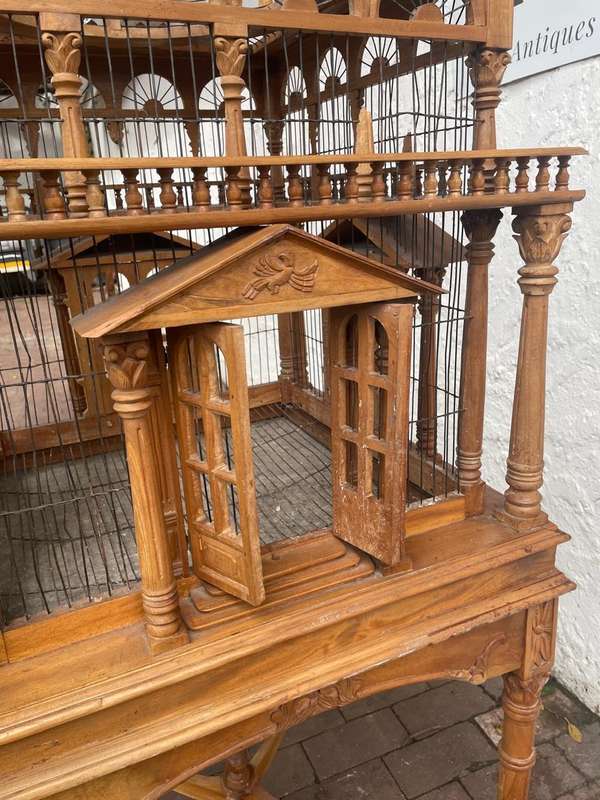 Beautiful Ornate Wooden Birdcage on Stand( 200 x 68 x 68 cm )