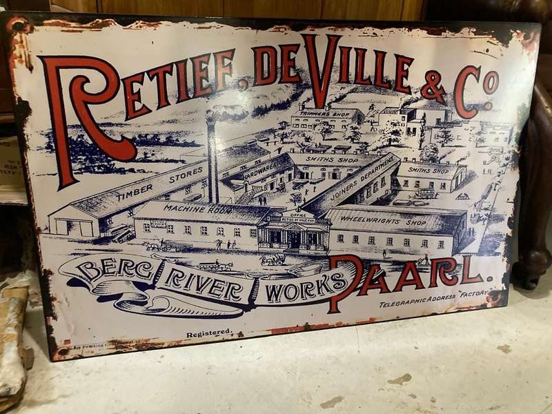 Sign : Repro of a Rare Paarl Retief De Ville Bergrivier Works ( 80 x 50 cm )