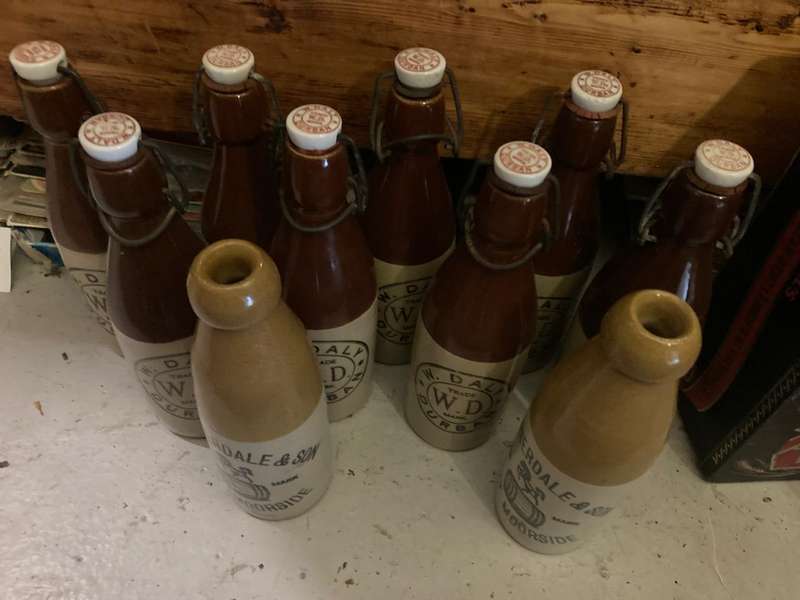 Collection of 10 Stoneware Ginger Bottles