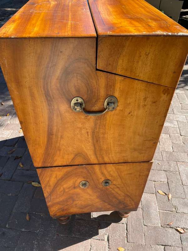 Rare Camphorwood Military Campaign Chest/ Secretaire on Chest ( 108 x 90 x 47 cm )