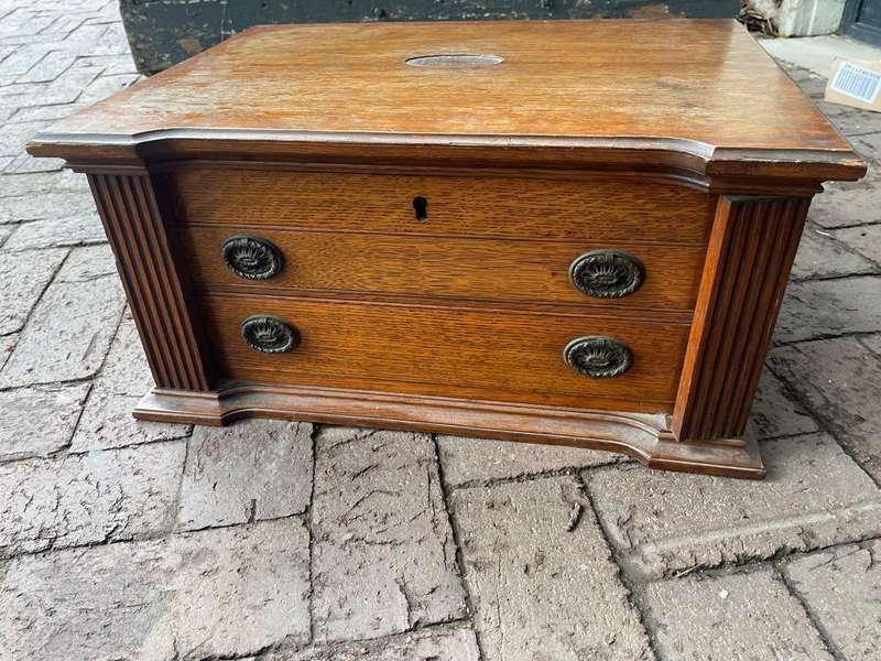 Oak Cutlery Box with some Cutlery ( 51 x 38 x 25 cm