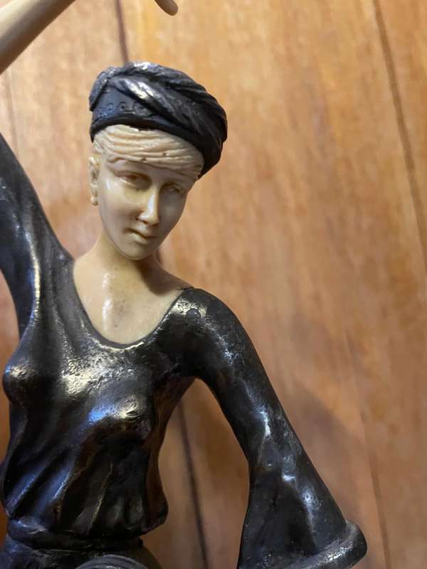 Art Deco Dancer after Ferdinand Preiss , Autumn Dance in metal and Ivorine ( 41 cm high )