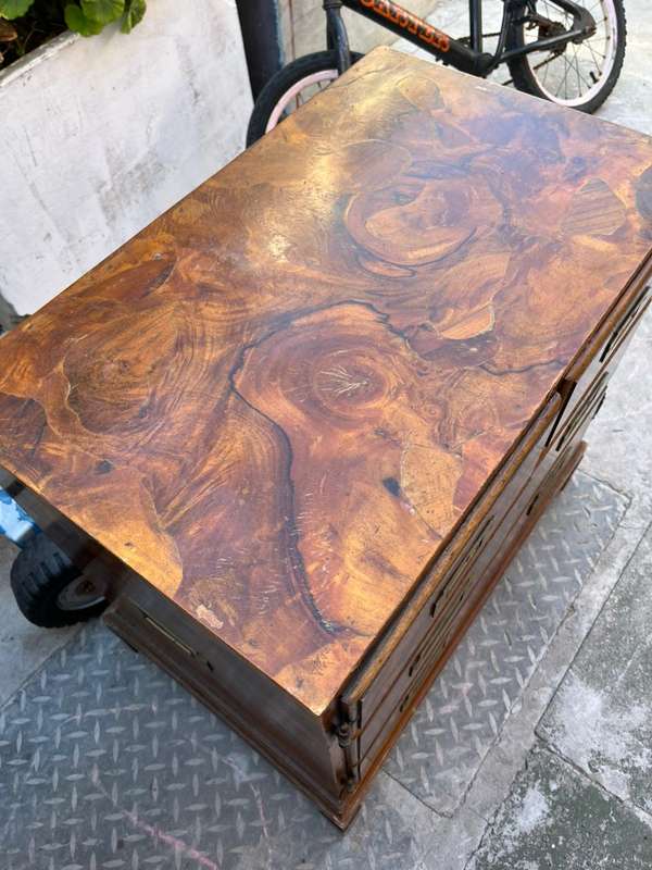 Beautiful Burr Walnut Campaign Style Chest ( 68 x 66 x 40 cm )
