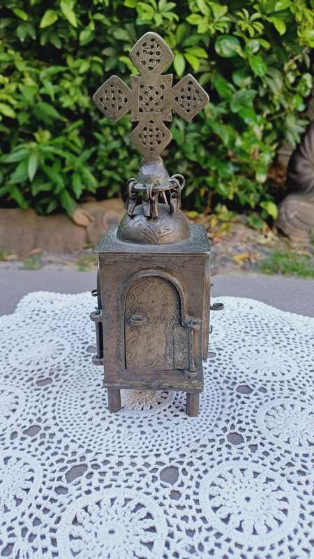 Rare Ethiopian Brass Coptic Church Altar Icon (22  x 6 cm )