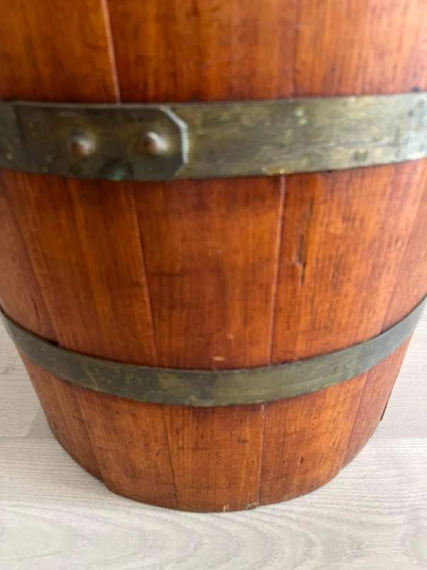 Vintage Harvesting Barrel with Brass Bands and Handles  ( 50 cm )