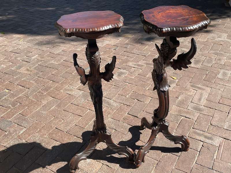 Rare French pair of Candlestands circa 1860, Beauty and Beast ( 95 cm )