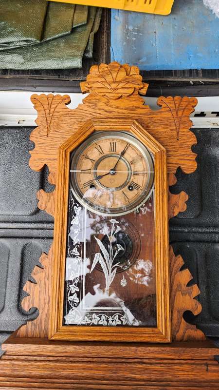 Oak Cased Ansonia Clock in working condition