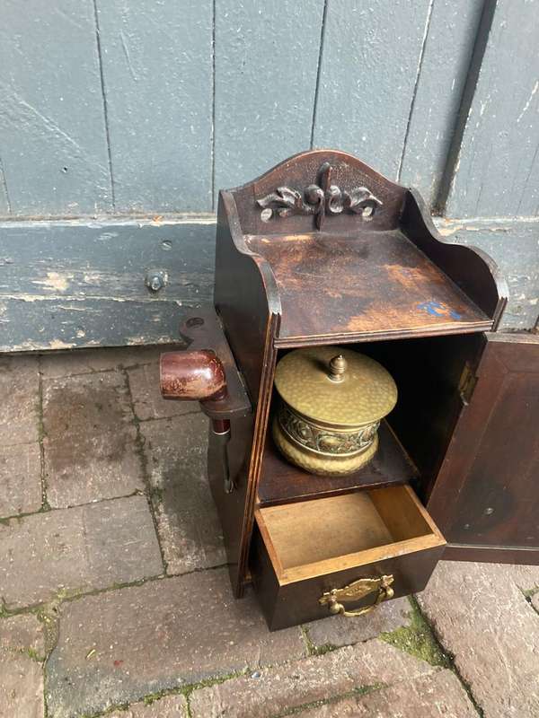 Beautiful Oak Tobacco Cabinet with original humidor