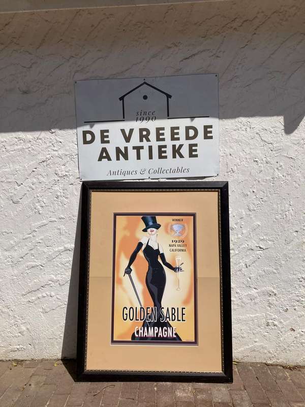 Huge Art Deco Framed Advertising Poster( 135 x 104cm )