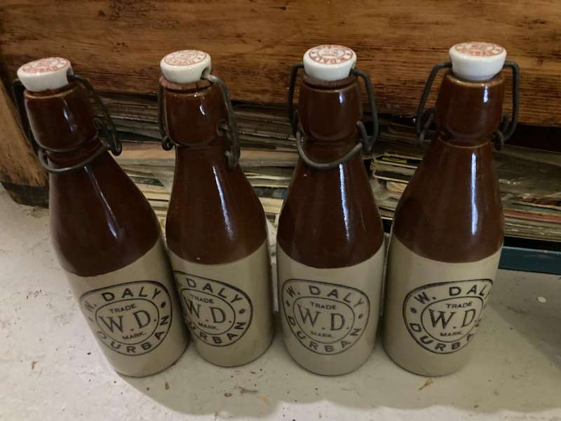 Collection of 10 Stoneware Ginger Bottles