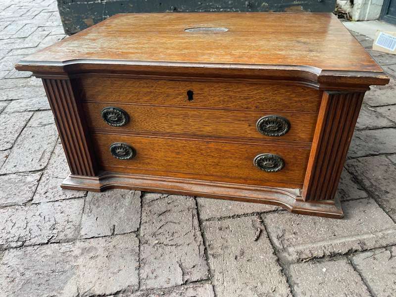 Oak Cutlery Box with some Cutlery ( 51 x 38 x 25 cm