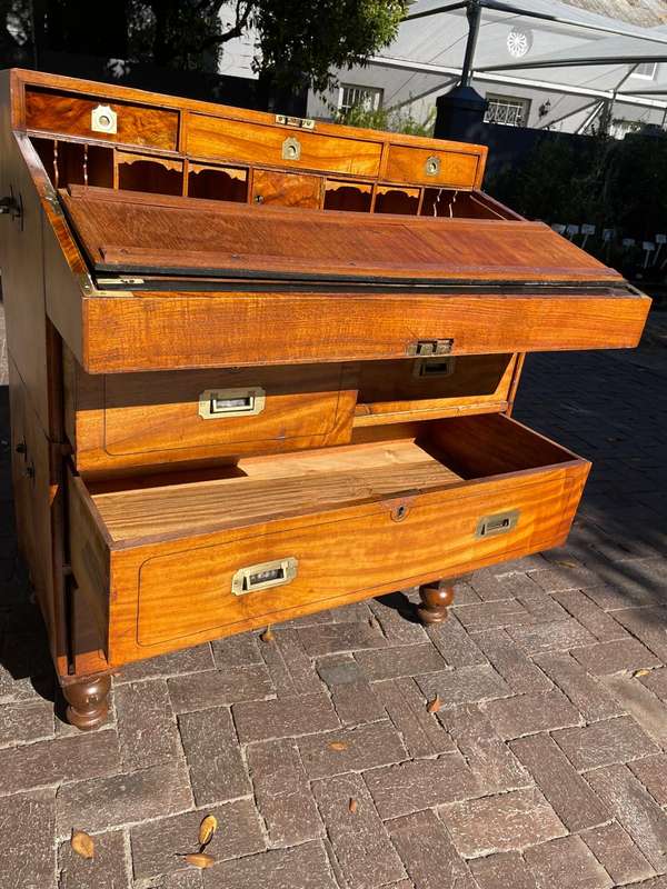 Rare Camphorwood Military Campaign Chest/ Secretaire on Chest ( 108 x 90 x 47 cm )