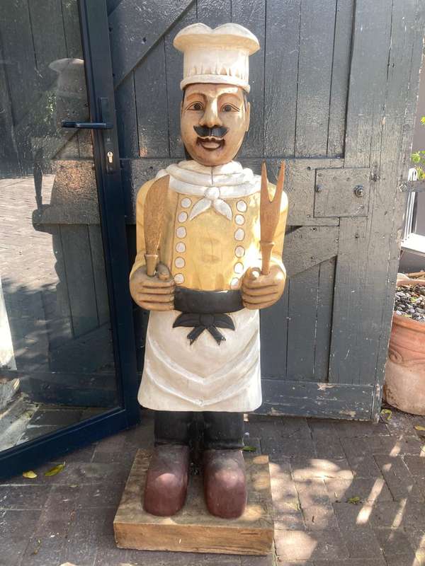 Vintage Wooden Chef Figurine ( 135 cm )