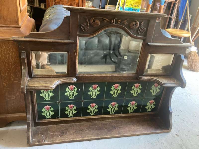 Vintage Washstand Top with Art Nouveau Tiles (108 x 80 cm )
