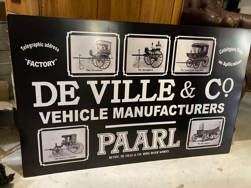 Sign : Vintage Paarl De Ville Repro Sign ( 80 x 50 cm )