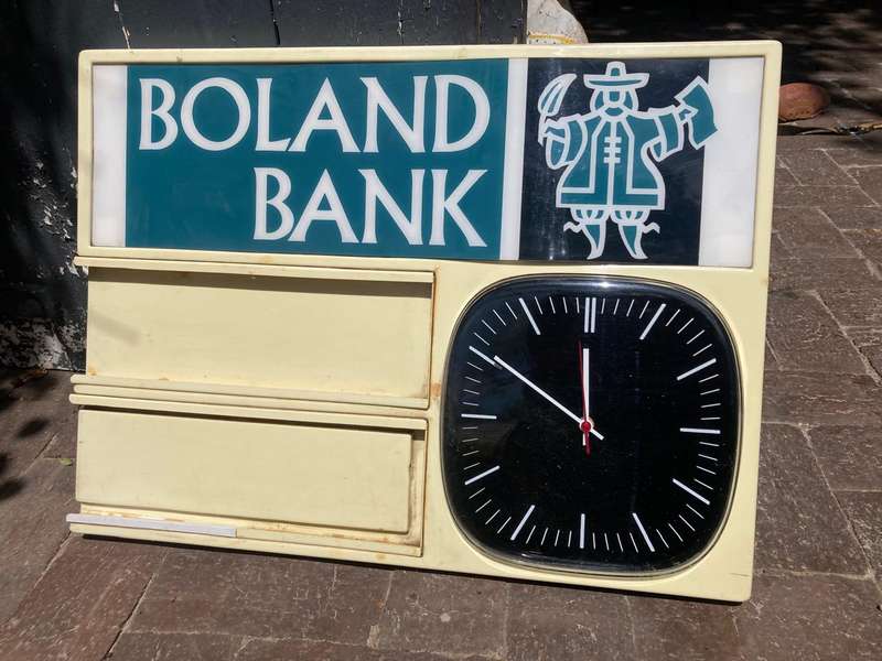 Vintage Boland Bank Advertising Clock ( 60 x 45 cm )