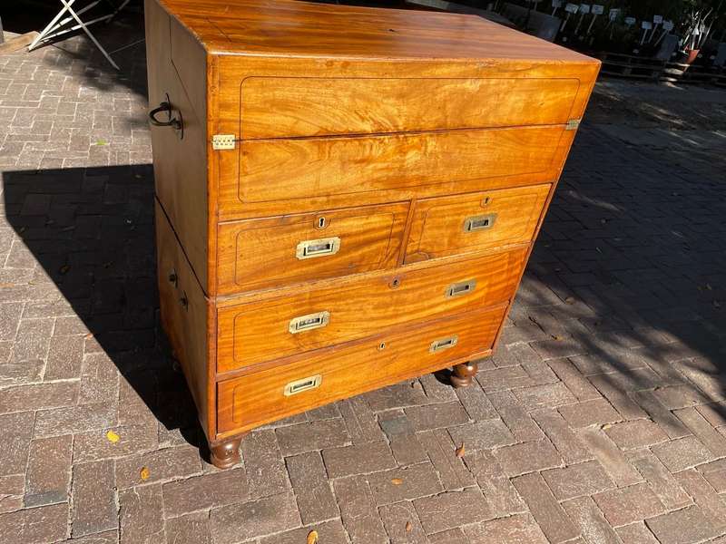Rare Camphorwood Military Campaign Chest/ Secretaire on Chest ( 108 x 90 x 47 cm )
